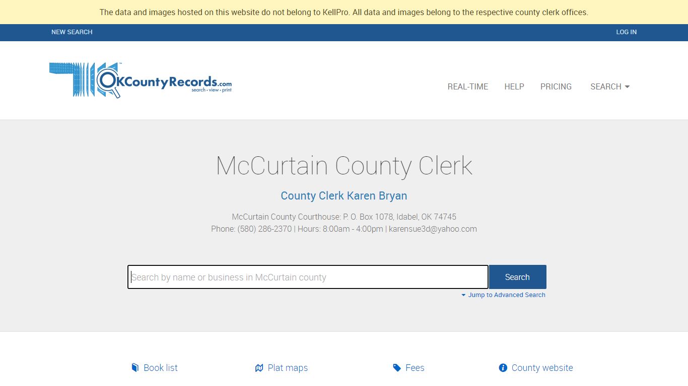 McCurtain County - County Clerk Public Land Records for Oklahoma