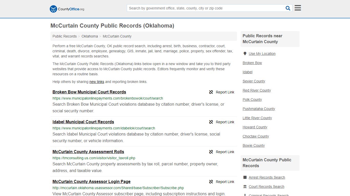 Public Records - McCurtain County, OK (Business, Criminal, GIS ...