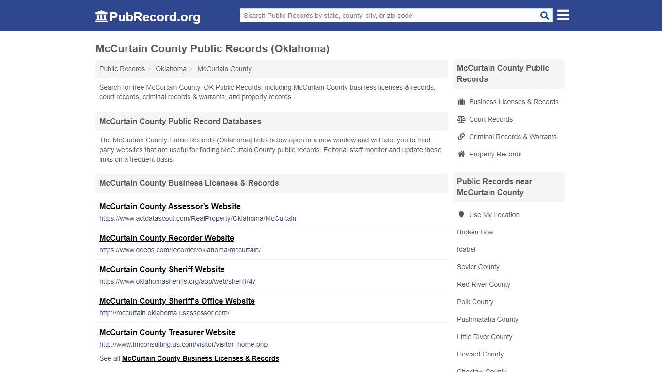 Free McCurtain County Public Records (Oklahoma Public Records)