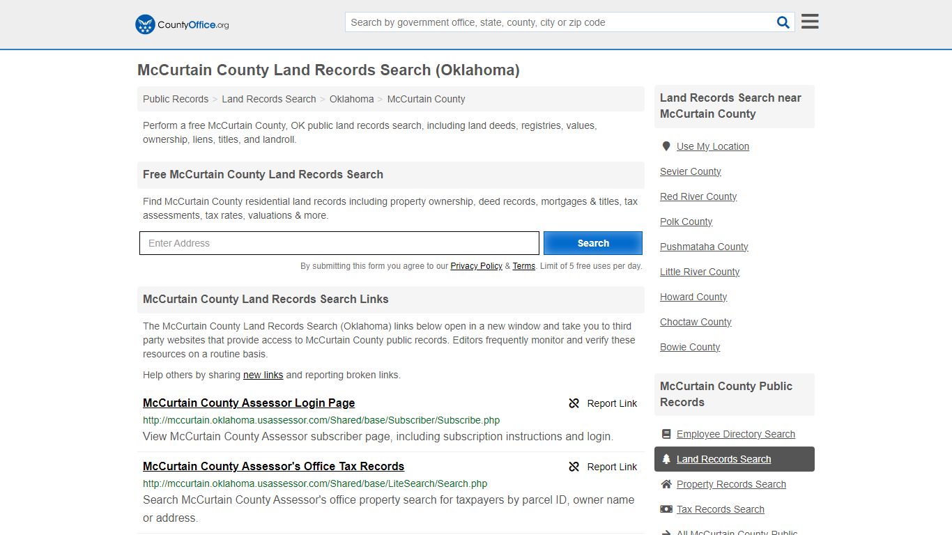 McCurtain County Land Records Search (Oklahoma) - County Office